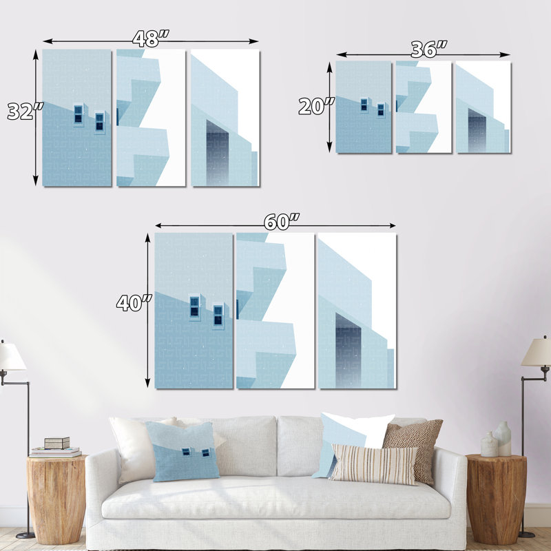 Graphic Vintage Minimal Architecture IV - Ensemble d'art moderne Mid-Century de 3 pièces, L 60 po x H 40 po