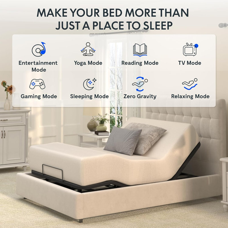 Adjustable Bed Frame Base,One-Person Transport and Assembly, Twin