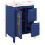 Meuble-lavabo 24 po avec lavabo en céramique, 1 porte en verre, 2 tiroirs à fermeture douce et tablette réglable, armoire de rangement en bois massif-114229090