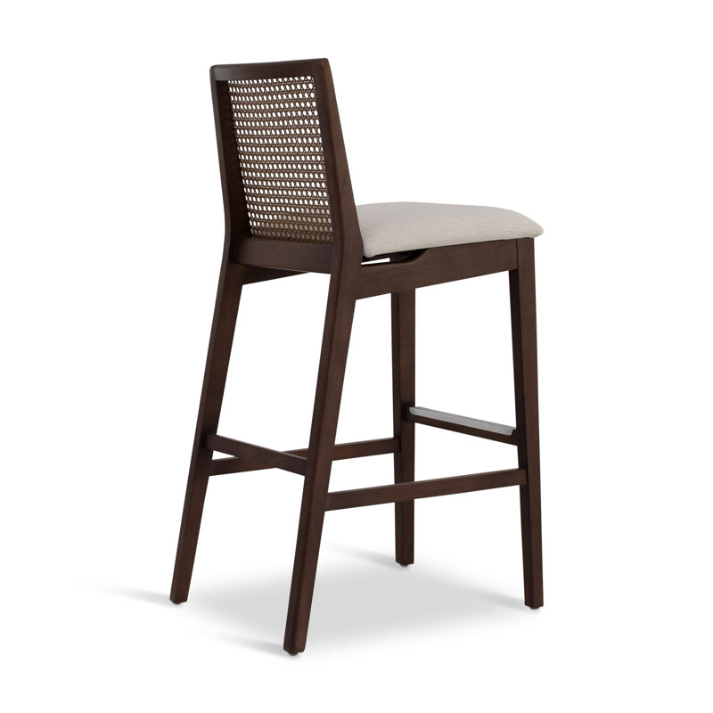 Modern Brazilian Nardia Cane Bar Stool, Bar Stool (29.5" Seat Height), Medley Ivory/Brown/Natural