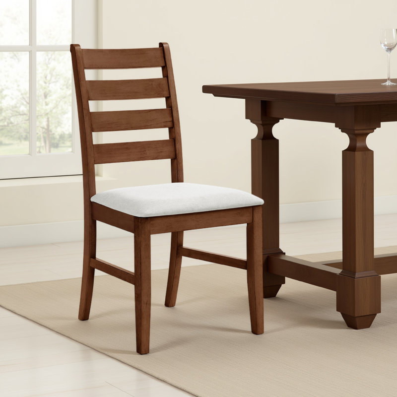 Ensemble de 2 chaises de salle à manger Accai, polyester beige, bois d'hévéa brun noyer