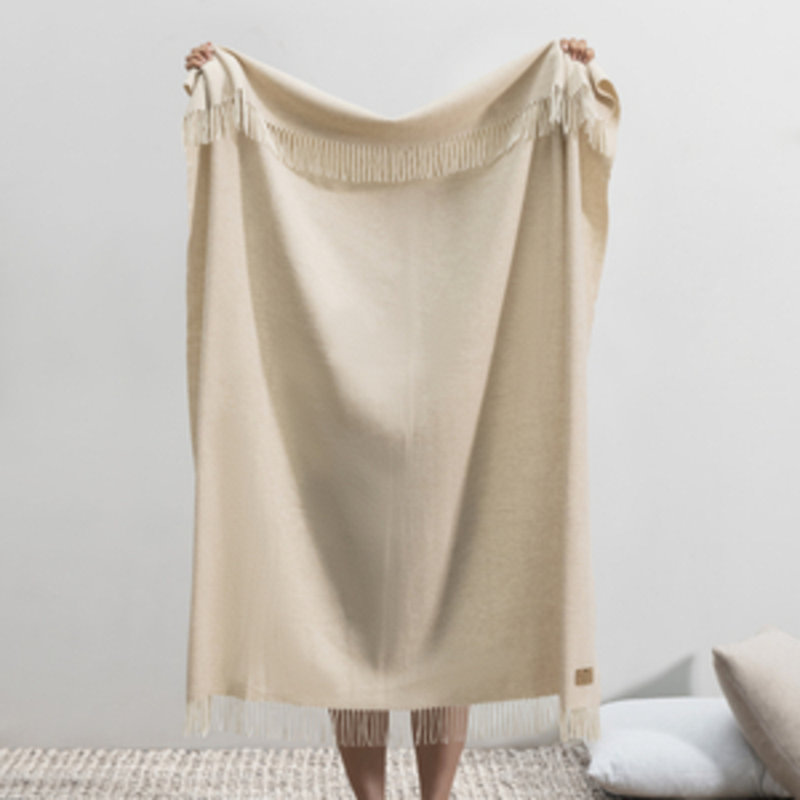 Pinstripe Cashmere/Lambswool Throw, Sand