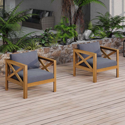 Fauteuil club d'extérieur en bois d'acacia