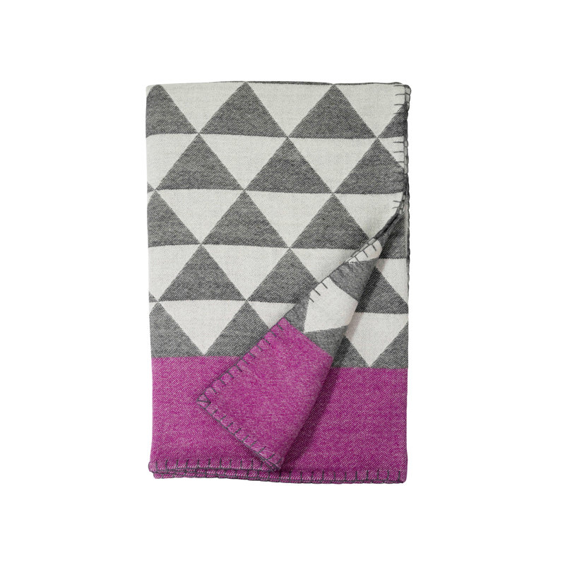 Stockholm Baby Alpaca Woven Throw, Charcoal/Peony