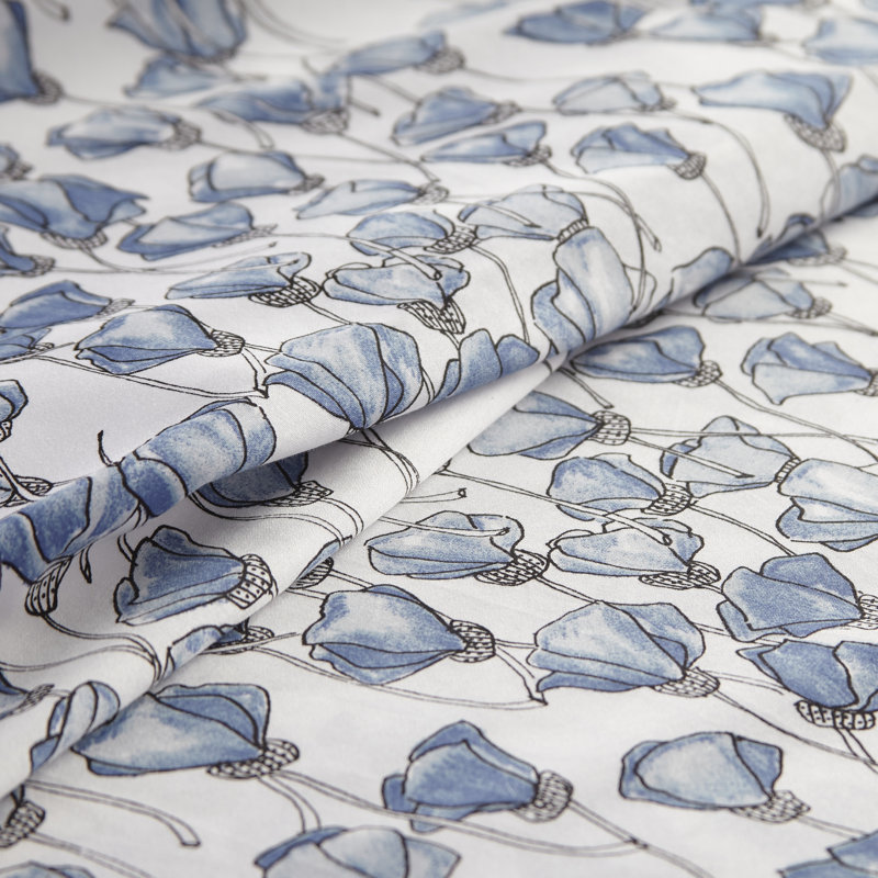 Forevermore 300 Thread Count Floral 100% Cotton Sateen Sheet Set, Twin Sheet Set + 1 Fitted Sheet + 1 Pillowcase, Blue