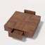 Table basse 31 po carrée moderne en bois massif brun avec tiroirs de rangement cachés à 2 voies, détails cannelés, parquet, table basse à grain de bois-1462684907-1462684905