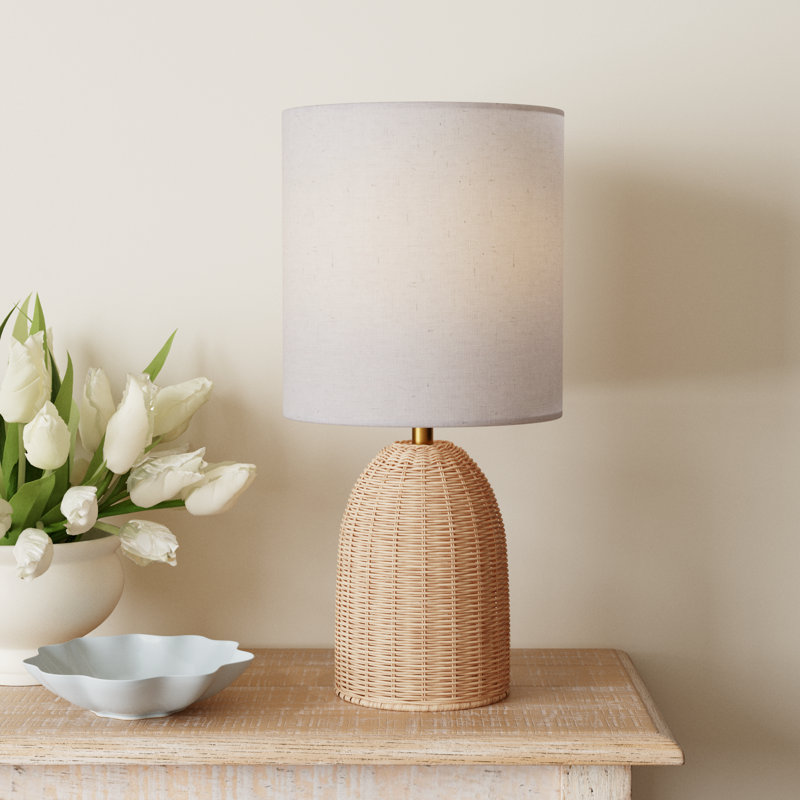Wicker/Rattan Table Lamp, 24" H x 11.5" W x 11.5" D