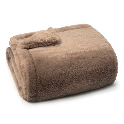 Americanflat Throw Blanket - 50X60 Inch Double Sided Luxe Faux Fur - Soft Plush Fleece Bedding - Cozy Warmth For Living Room Couch Or Sofa - Taupe