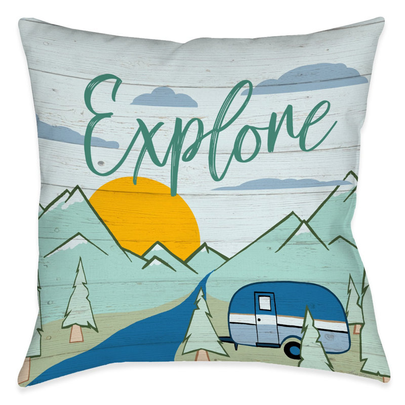 Camping Explore Reversible Throw Pillow
