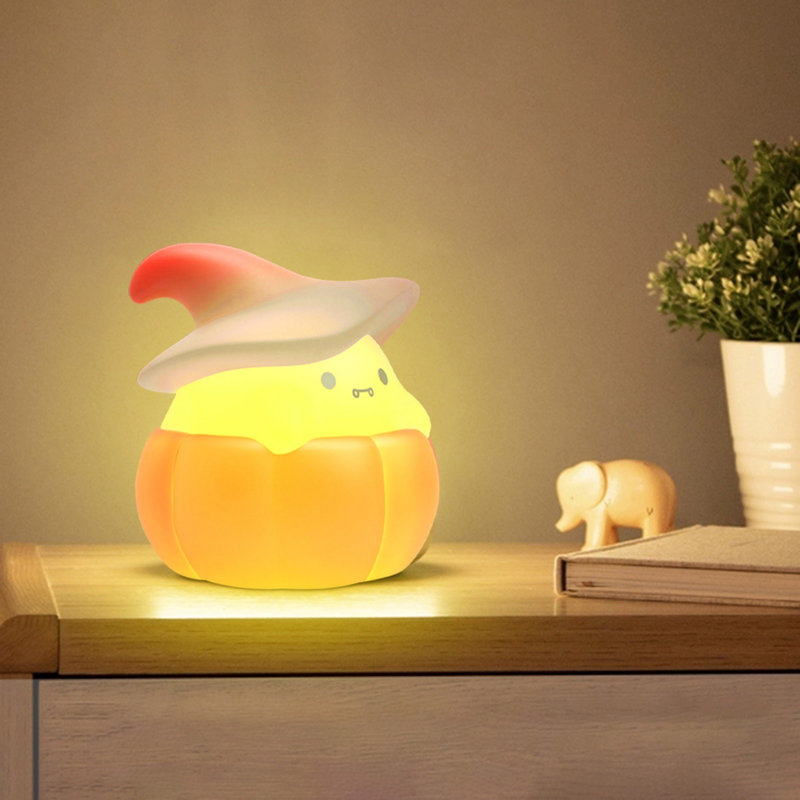 Ghost Pumpkin Nightlight Halloween  Patting Light USB Charging Three Speed Adjustable Decoration, Red