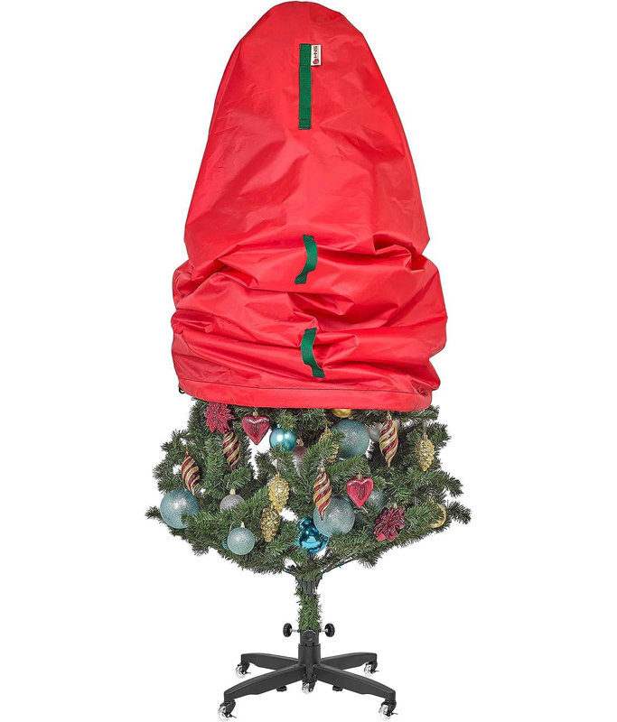 Sac de rangement vertical pour sapin de Noël et topiaire, H 60 po x l 25 po x P 25 po, Rouge