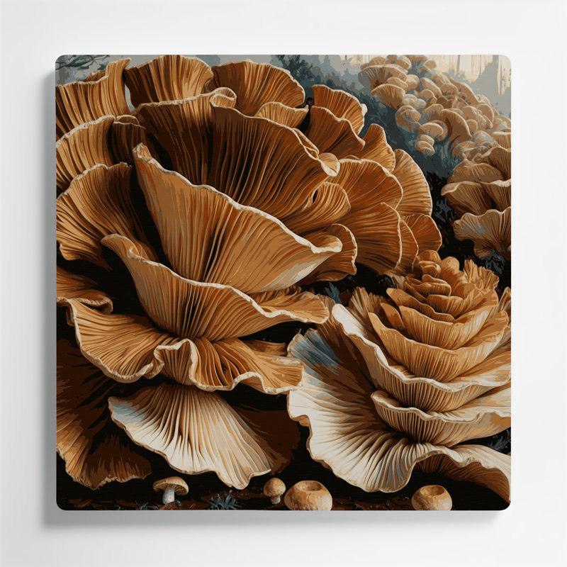 Art mural en métal légumes champignon brun Maitake, H 8 po x l 8 po