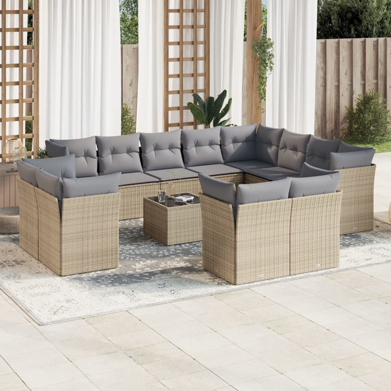  Garden Sofa Set Beige, Light Grey