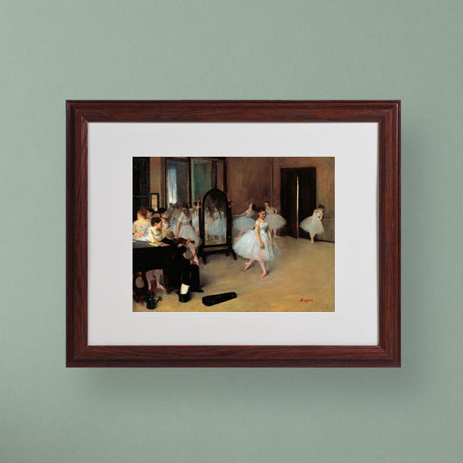 Edgar Degas Brown Framed Canvas Art - The School of Dance