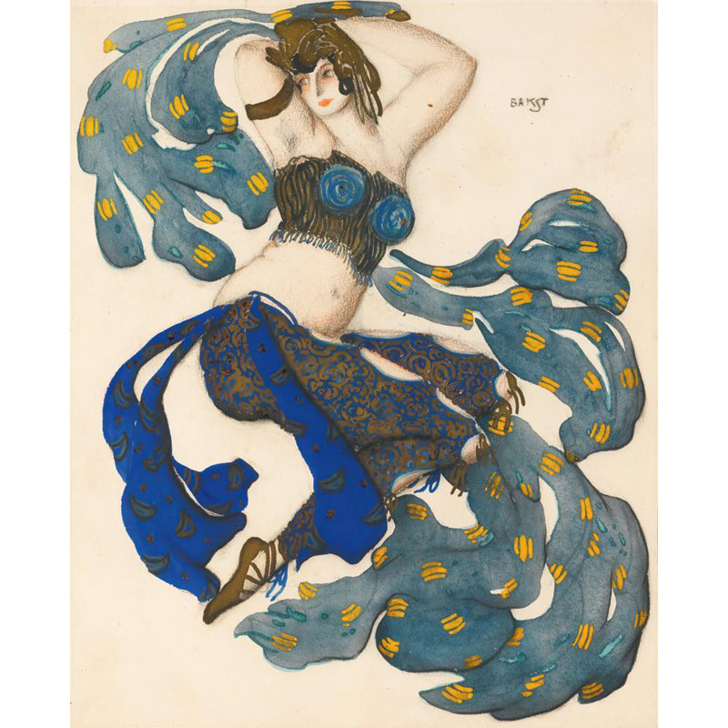 "Conception de costumes pour une odalisque à Sheherezade" par Léon Bakst - Art mural sur toile tendue avec châssis