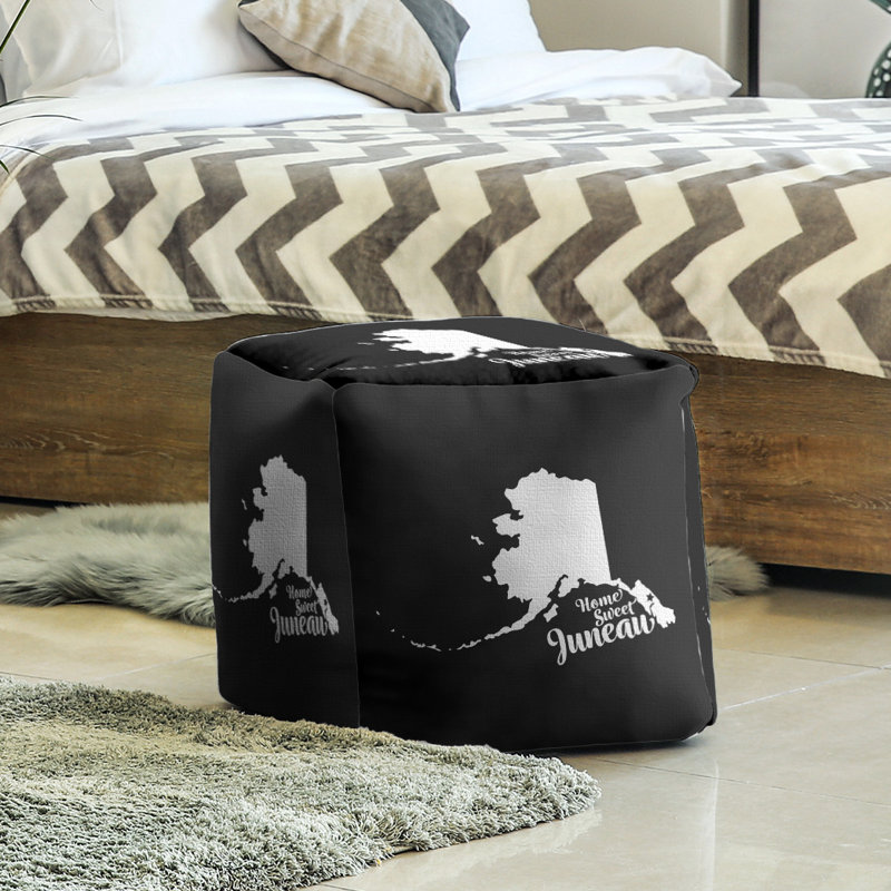 Repose-pieds cube alaska Juneau, Noir