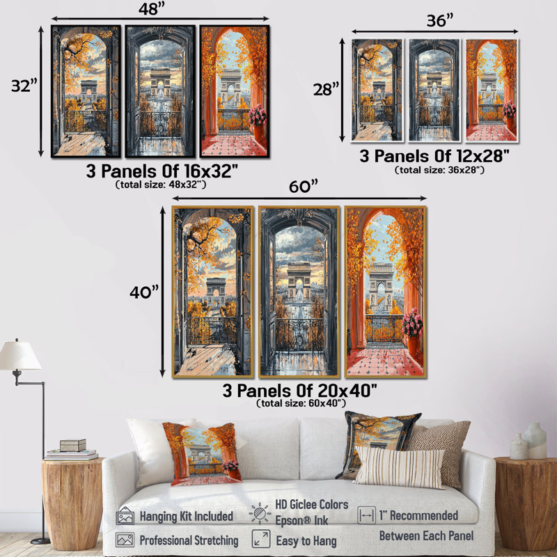 «Yellow Yellow Arc De Triomphe Views In Paris I - City Paris Wall Art Collection», Toile tendue, H 28 po x l 36 po