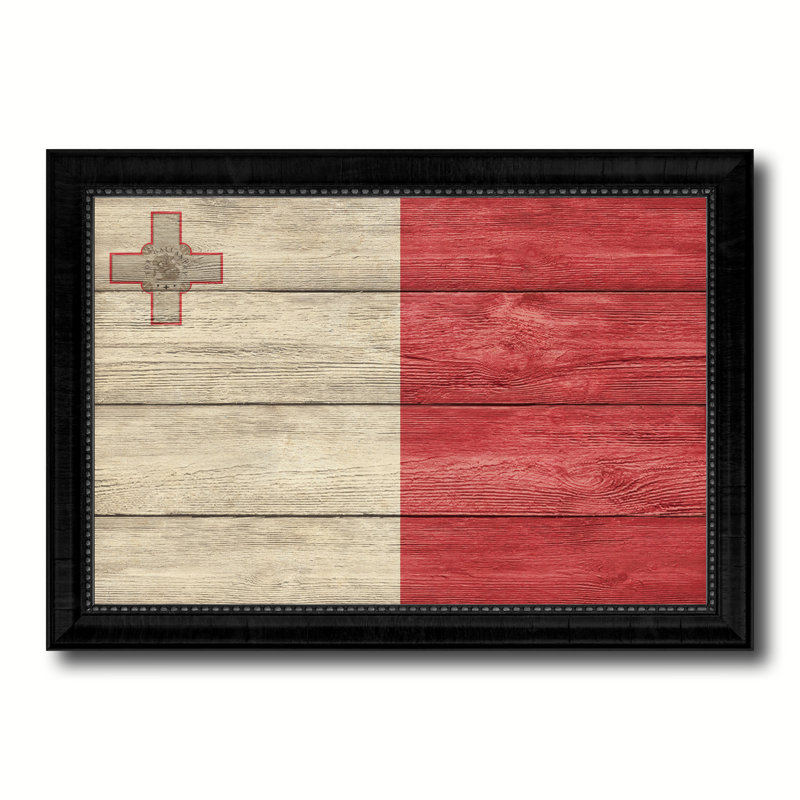 Drapeau champêtre malta-impression d’art graphique sur toile, H 27 po x l 39 po x P 1 po, Noir