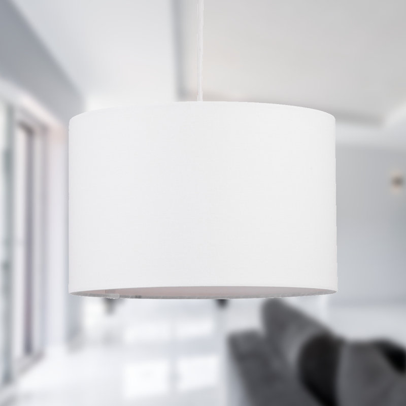 16cm H Cotton Drum Pendant Shade ( Uno ), White
