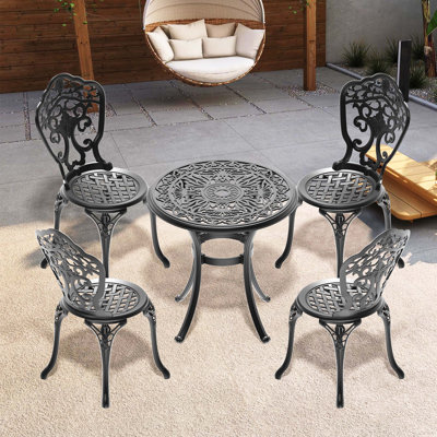 All-Weather Cast Aluminum Dining Furniture Set With Black Frame