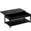 Table basse rectangulaire double couche avec compartiment de rangement caché et verrou d'empreintes digitales, marbre noir et blanc, convient aux résidences d'appartements, objets de rangement multifonctionnels, laminé à froid