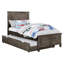 Lit simple avec lit gigogne de style transitionnel, gris chaud brossé au fil de fer, bois massif et placage, conception résiliente pour la chambre à coucher-129943869