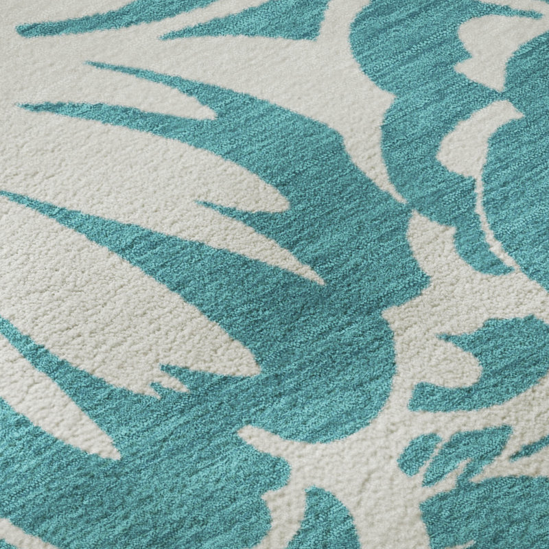 Tapis bleu sarcelle lavable à la machine de qualité supérieure 5 pi x 7 pi 6 po Cerrito AMF551