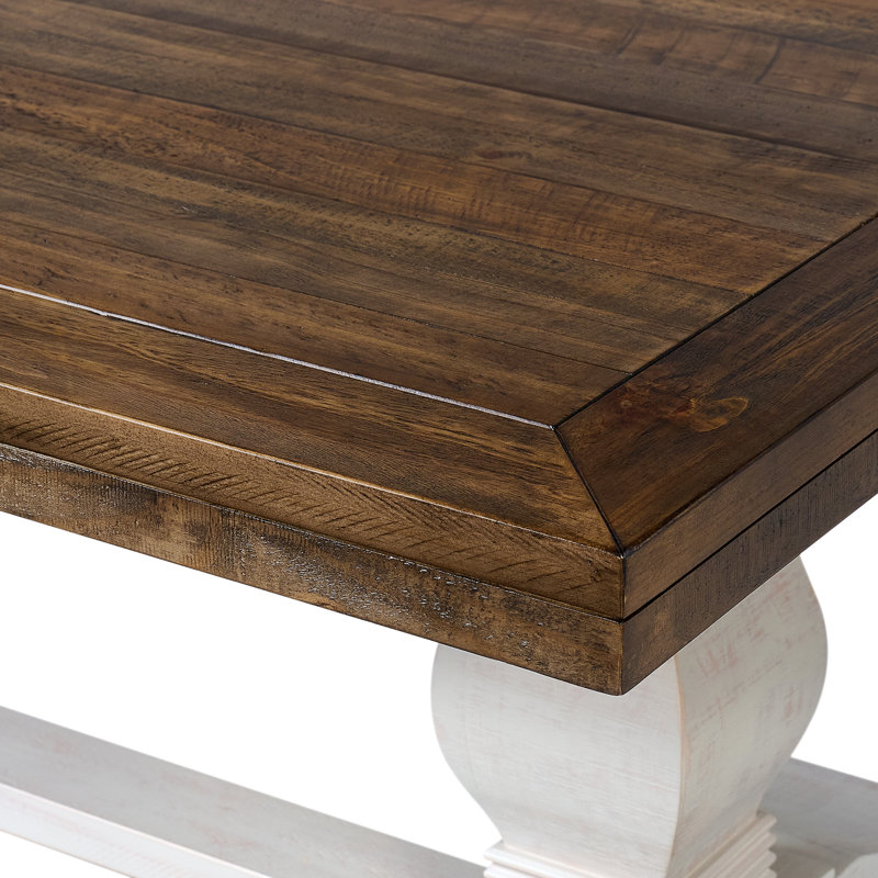 Sarcoline Solid Wood Pedestal Coffee Table, Reclaimed Natural/White Stain
