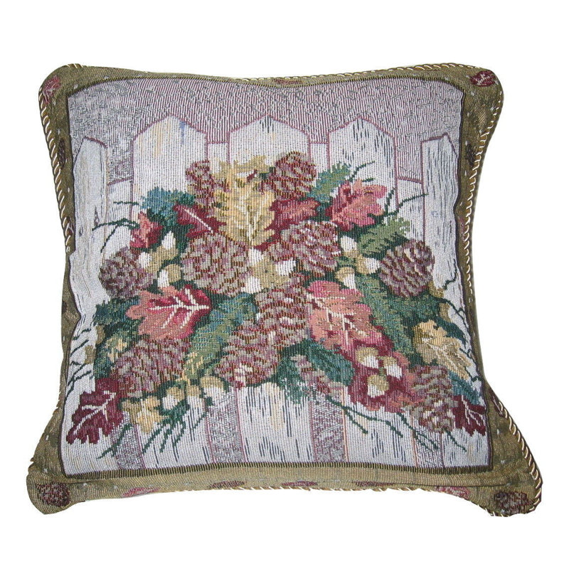 Embroidered Cotton Blend Throw Pillow