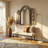 Vintage Arched Window Wall Mirror With Openable Shutters, Decorative Accent Mirror For Home-124569823-124569825