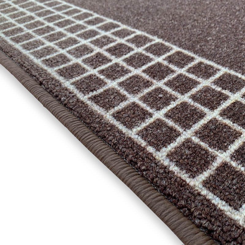 Tapis touffeté à motif géométrique brun Everlean, Tapis de couloir 2 pi 2 po x 19 pi