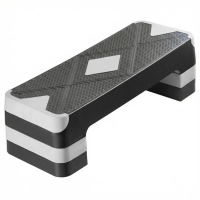 Adjustable Aerobic Step Platform for Home Gym Cardio & Training - 3-Level Risers, Non-Slip Textured Surface, Stable Fitness Stepper Board