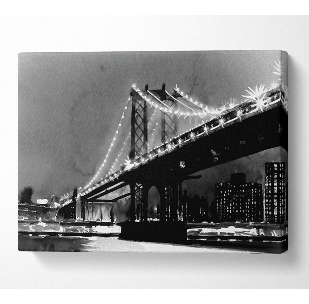 Brooklyn Bridge Lights B N W - Leinwanddrucke auf Leinwand