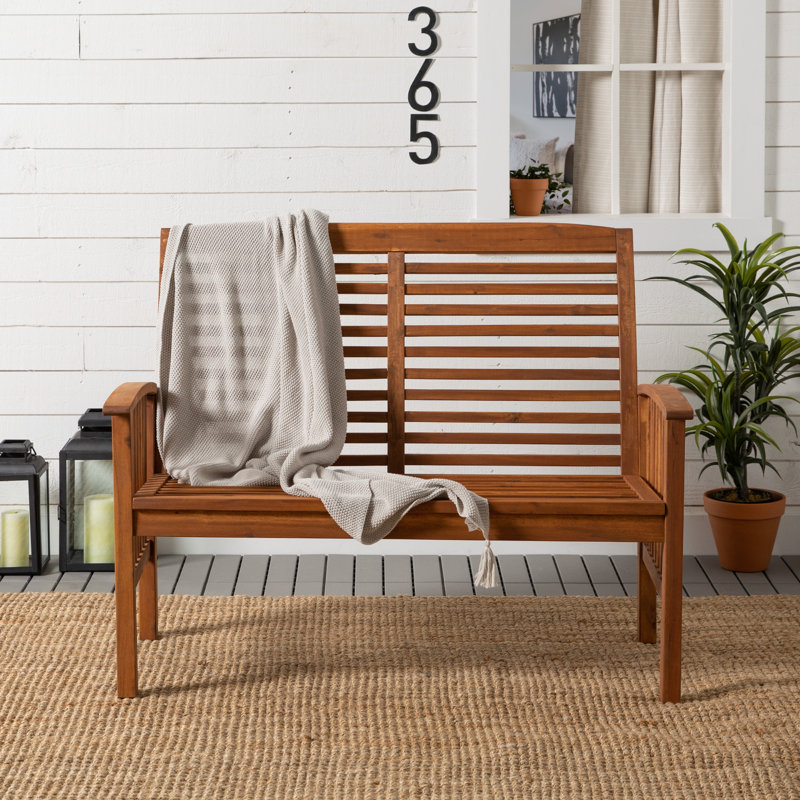 Solid Wood Acacia Outdoor Bench, Brown