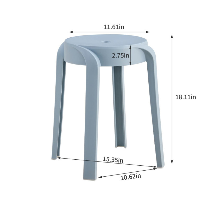Ensemble de 6 chaises empilables en plastique, Bleu