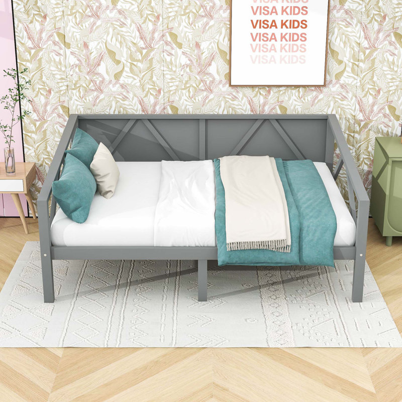 Erven Wooden Daybed with Slat Support, Full, Gray