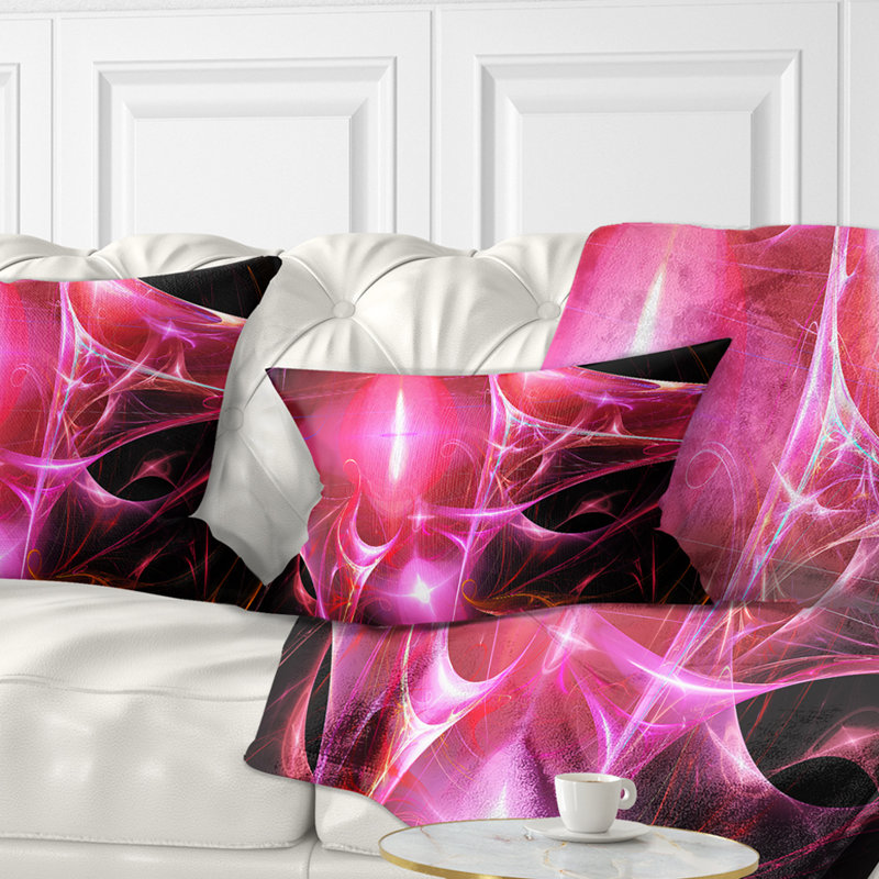 Bougie brillante - coussin imprimé abstrait, Rectangulaire, Rose / Noir, 12 po x 20 po