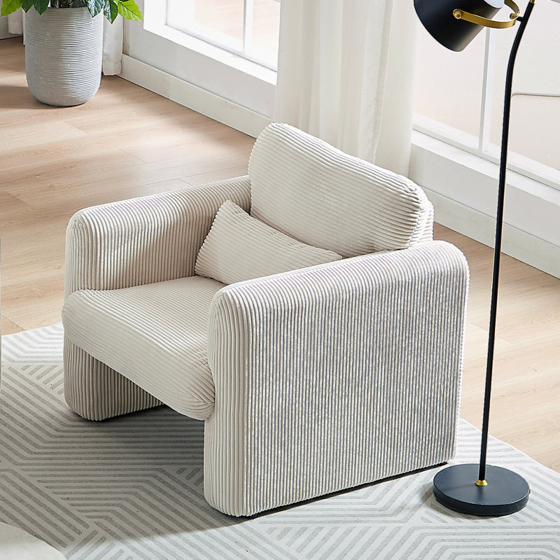 Canapé simple avec coussins Modern, Velours côtelé beige