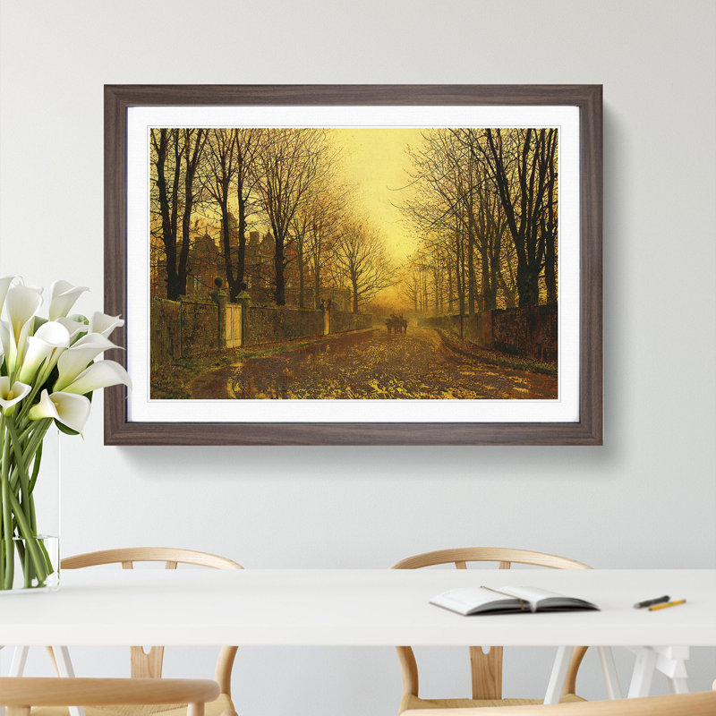 Autumn Evening by John Atkinson Grimshaw - Picture Frame Graphic Art, 27cm H x 36cm W x 2cm D, Walnut Framed