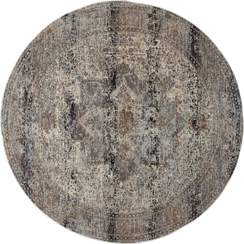 Heneman Southwestern Area Rug in Gray, Round 7'9"