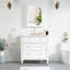 Meuble-lavabo simple H 35 po x l 36 po avec comptoir en quartz blanc résistant aux taches et lavabo simple-638364060