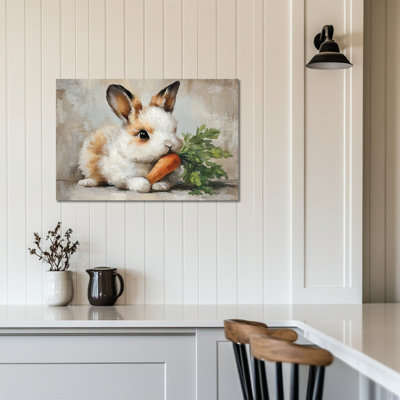 GUTTATY Spring Easter Bunny Wall Art, Spring Easter Bunny Pictures Wall Decor, Cute Rabbit Pictures Wall Decor, Easter Prints for Living Room Bedroom Kids Room Nursery Ready To Hang 12" × 16"