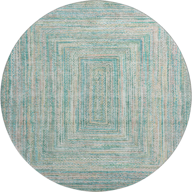 Premium Machine Washable Lubbers AMF1726 Geometric Rug, Round 8'