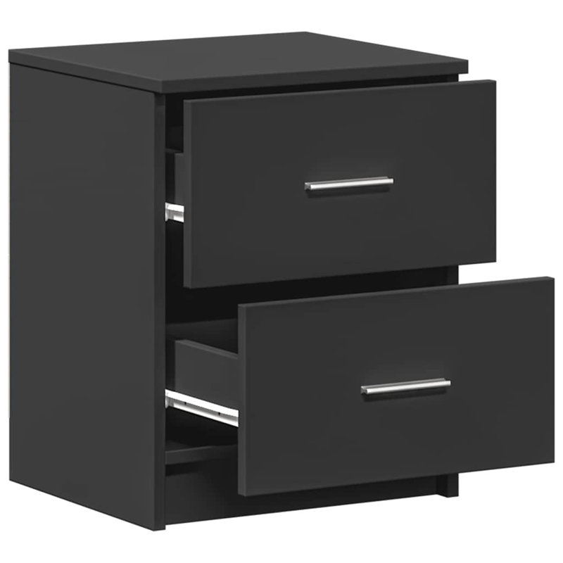 Bedside Cabinet With 2 Drawers, Black, 1