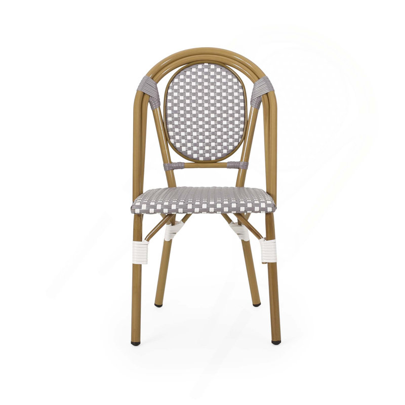 Ensemble de chaises bistro d'extérieur en rotin et aluminium pour terrasse avec structure résistante à la rouille et conception tissée durable