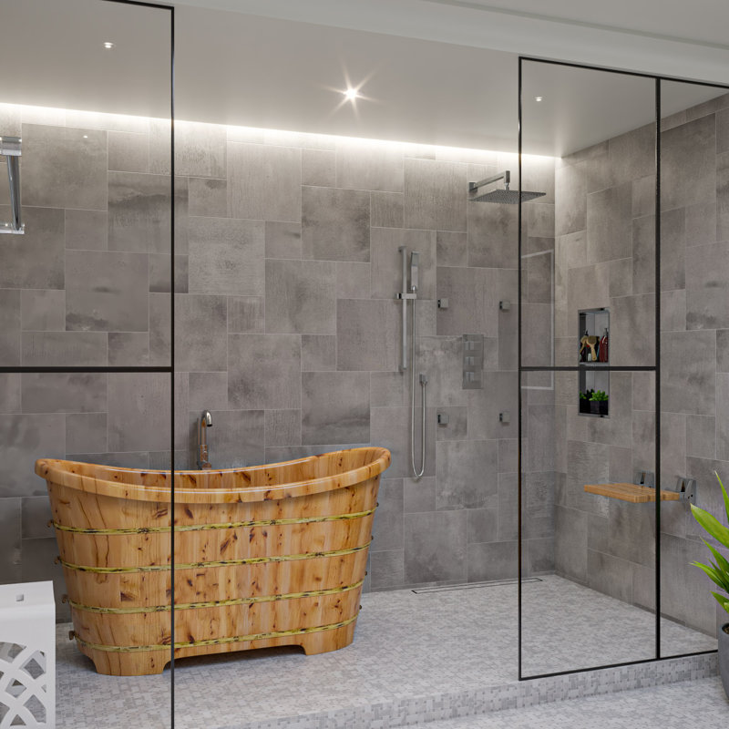 63'' x 28.38'' Soaking Wood Bathtub