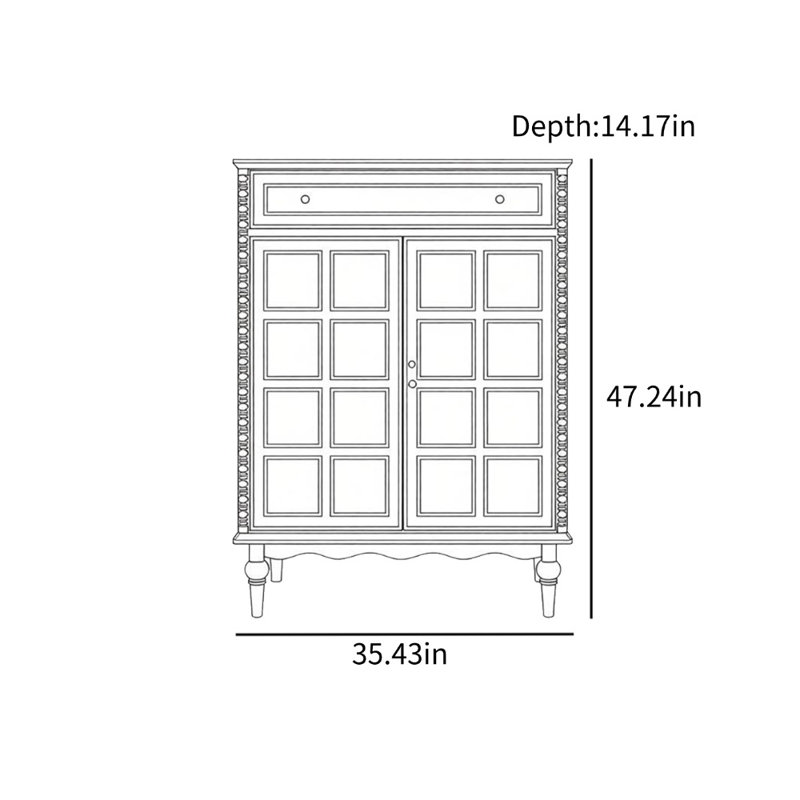 Petite armoire de rangement à chaussures de style français, Walnut