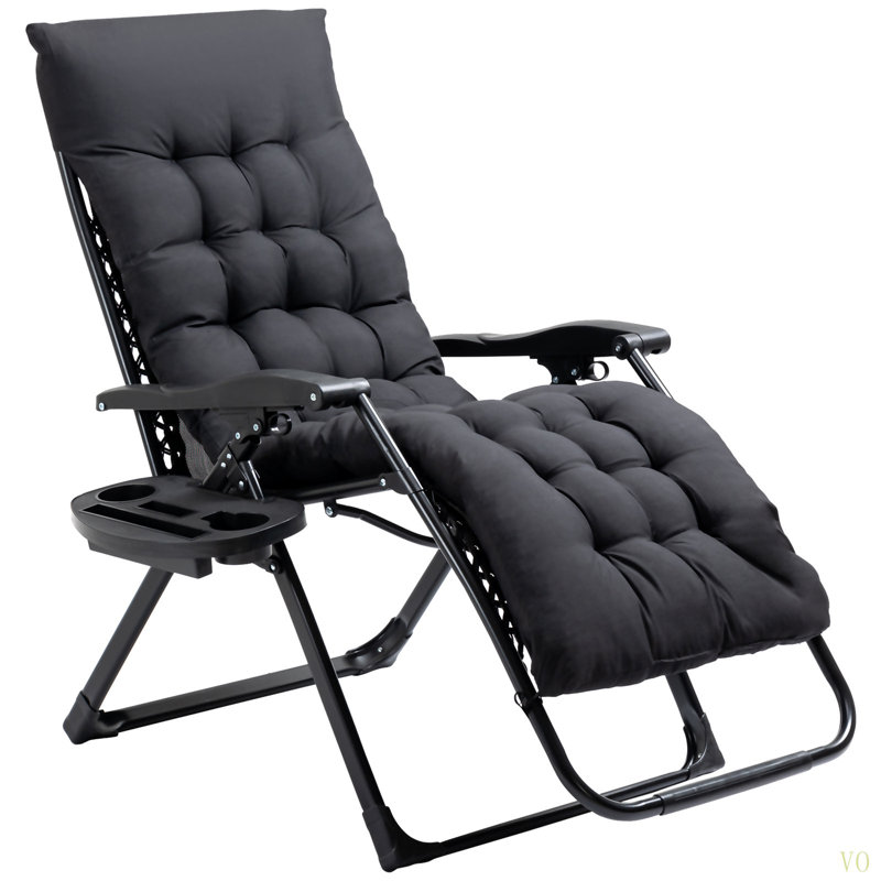 Fauteuil inclinable inclinable avec coussin rembourré Outsunny, Noir