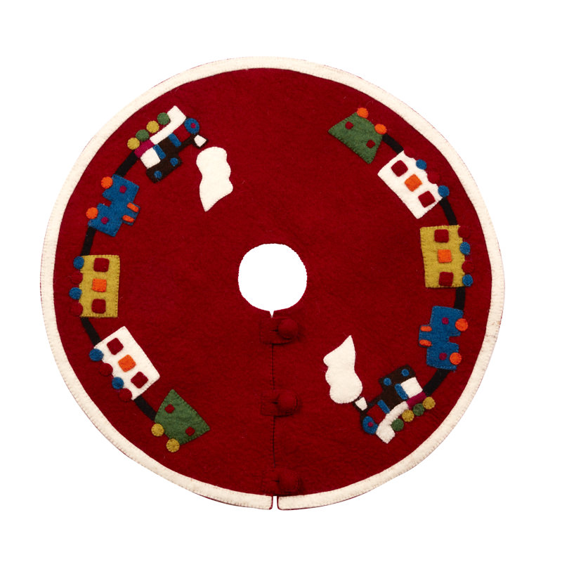 Handmade Toy Train Tabletop Tree Skirt 26"