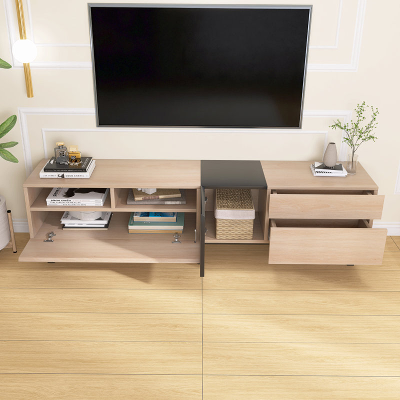 Modern TV Stand For 80'' TV With Double Storage Space, Media Console Table, Entertainment Center With Drop Down Door